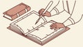 Hands Writing in an Open Book with a Pen, Capturing Thoughts and Ideas, vector design Generative AI Royalty Free Stock Photo