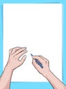 Hands written on paper Take some notes Illustration vector On pop art comics style White background Royalty Free Stock Photo