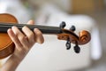 Hands of a young young violinist music on the violin, horizontal Royalty Free Stock Photo