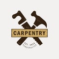 handsaw and hammer logo vector vintage illustration template design for carpentry Royalty Free Stock Photo