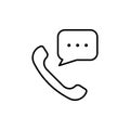 Handset Call Message Line Icon. Telephone with Speech Bubble Linear Pictogram. Web Hotline Contact Phone Receiver Royalty Free Stock Photo