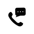 Handset Call Message Silhouette Icon. Telephone with Speech Bubble Pictogram. Web Hotline Contact Phone Receiver Royalty Free Stock Photo