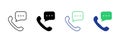 Handset Call Message Silhouette and Line Icon. Telephone with Speech Bubble Pictogram. Web Hotline Contact Phone Royalty Free Stock Photo