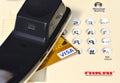 Handset on keypad and VISA card Royalty Free Stock Photo