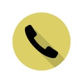 handset long shadow icon. Simple glyph, flat vector of web icons for ui and ux, website or mobile application Royalty Free Stock Photo