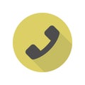 handset long shadow icon. Simple glyph, flat vector of web icons for ui and ux, website or mobile application Royalty Free Stock Photo