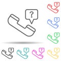 handset with question multi color style icon. Simple thin line, outline vector of interview icons for ui and ux, website or mobile Royalty Free Stock Photo