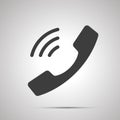 Handset with sound waves simple black icon Royalty Free Stock Photo