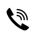 Handset symbol. Black phone icon. Royalty Free Stock Photo