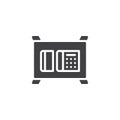Handset telephone on desk, top view vector icon
