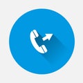 Handset vector icon. Phone icon in flat style on blue background. Flat image with long shadow Royalty Free Stock Photo