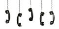 Handsets hanging in the row Royalty Free Stock Photo