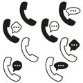 Handsets message icons. Call symbol. Smartphone message interface. Telephone sign. Vector illustration. Stock image.