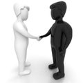 HANDSHAKE - 3D black and white people Royalty Free Stock Photo