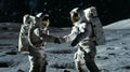 A handshake across space: astronauts symbolize global cooperation on moon