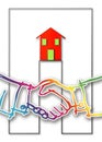 Handshake against an isolated house - concept image Royalty Free Stock Photo