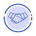 Handshake, Agreement, Business, Hands, Partners, Partnership Blue Dotted Line Line Icon