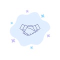 Handshake, Agreement, Business, Hands, Partners, Partnership Blue Icon on Abstract Cloud Background