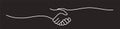 Handshake, agreement, introduction banner hand drawn with single line