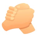 Handshake arm wrestling icon, cartoon style Royalty Free Stock Photo