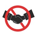 Handshake ban icon. Handshake forbidden vector sign