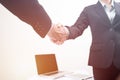 Handshake business agreement of partner business man and woman Royalty Free Stock Photo