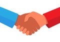 A handshake or business deal between two people of a different race. Racial equality. All people are equal. Vector EPS 10 Royalty Free Stock Photo