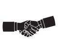 A handshake or business deal between two people of a different race. Racial equality. All people are equal. Royalty Free Stock Photo