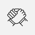 Handshake of business partners. Human greeting. Arm wrestling symbol. Vector illustration. Royalty Free Stock Photo