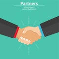 Handshake of business partners. Symbol of success deal, partnership handshaking agreement. Flat design, vector