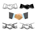Handshake, business partnership, agreement vector icons