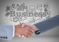 Handshake of Business people with business graphics drawings Royalty Free Stock Photo