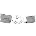 Handshake business sketch, gray businessmen hand
