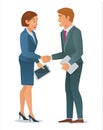 Handshake business woman and business man Royalty Free Stock Photo