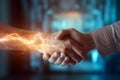 Handshake of businessmen, concept of transaction, cooperation. AI-Generated