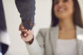 Handshake.Businesspeople give a handshake at a meeting a successful contract in the office