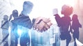 Handshake in city, international business team Royalty Free Stock Photo