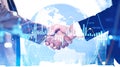 Handshake in city, international partnership Royalty Free Stock Photo