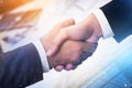 Handshake in city, partnership and deals Royalty Free Stock Photo