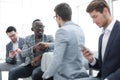 Handshake colleagues at a meeting in the office Royalty Free Stock Photo