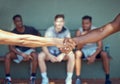 Handshake, competition and men shaking hands to welcome, congratulations or say good luck before a sports game or match Royalty Free Stock Photo