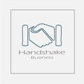 Handshake concept illustration. Hand drawn hands shaking flat vector logo icon Royalty Free Stock Photo