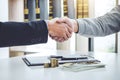 Handshake of cooperation customer and salesman after agreement, Royalty Free Stock Photo