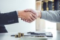 Handshake of cooperation customer and salesman after agreement, Royalty Free Stock Photo