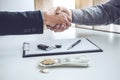 Handshake of cooperation customer and salesman after agreement, Royalty Free Stock Photo