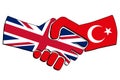 Handshake of countries with flags. Business partnership connection concept of the United Kingdom and Turkey. Trade