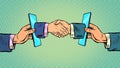 Handshake deal business online communication smartphone