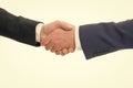 Handshake deal. Handshake isolated on white. Business agreement. Contract or cooperation. Companionship or partnership Royalty Free Stock Photo