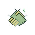 Handshake with Dollar Sign Bribery concept colored icon