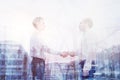 Handshake double exposure, business people cooperation concept Royalty Free Stock Photo